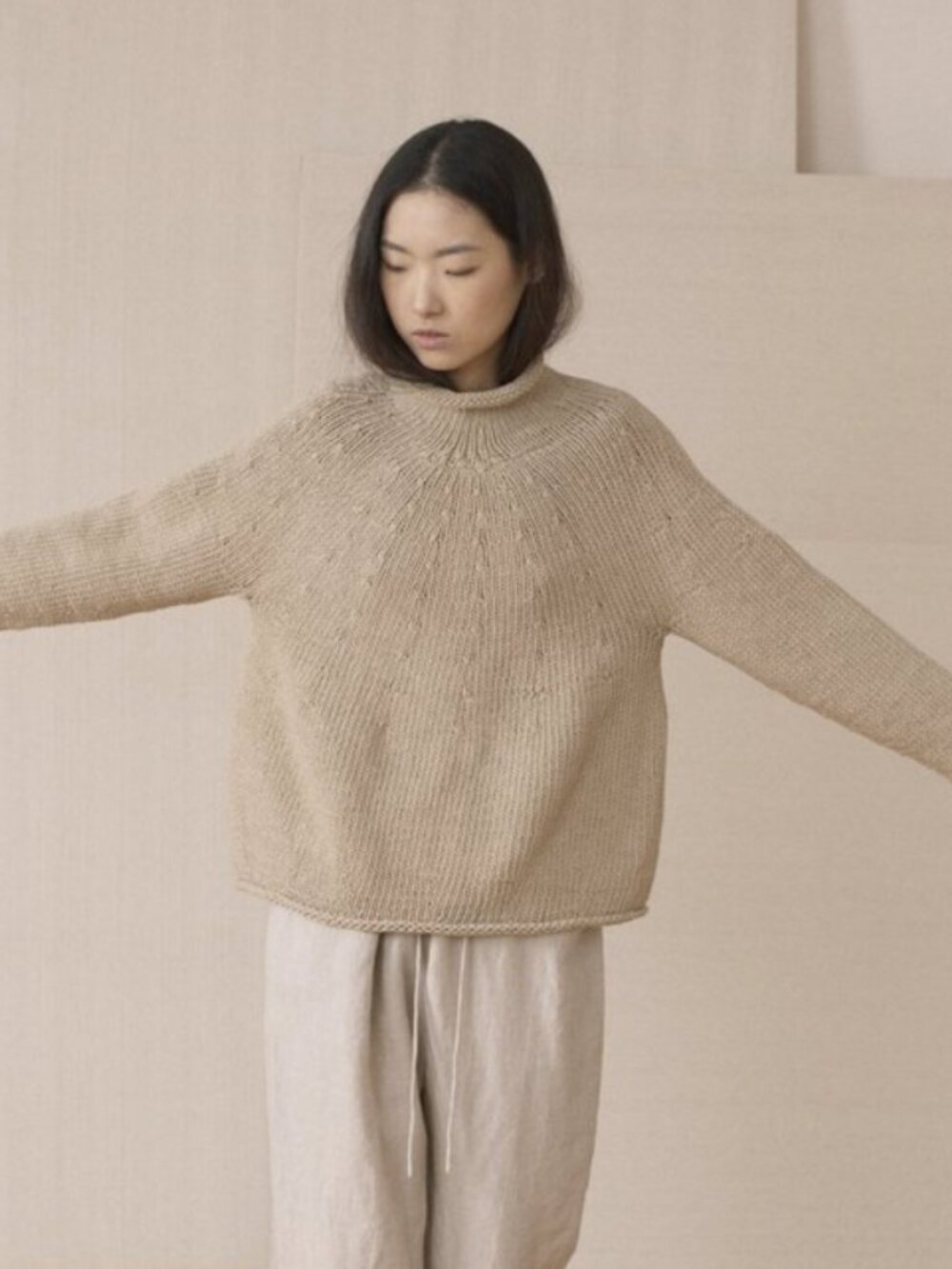Lauren Manoogian Handknit Yoke Rollneck in Natural